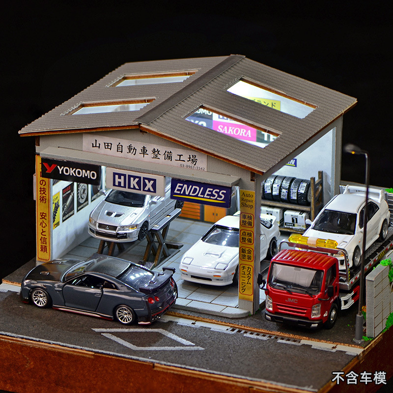 Model Kit Diorama - 1:64 Ölçekli DIY Oto Tamir Atölyesi