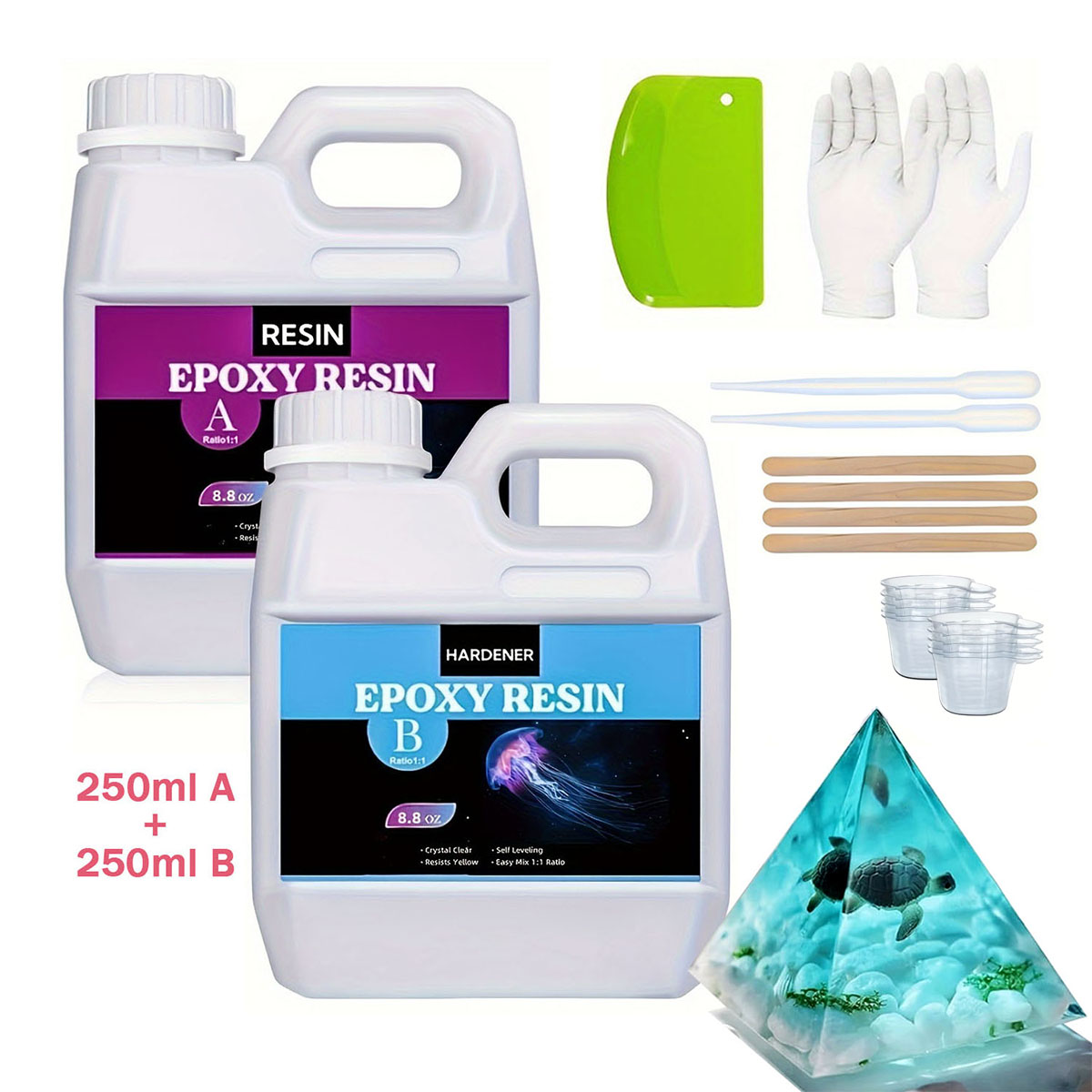 Resin Kit Cast - 125ml/250ml Kristal Berraklığında Döküm Reçine Seti,