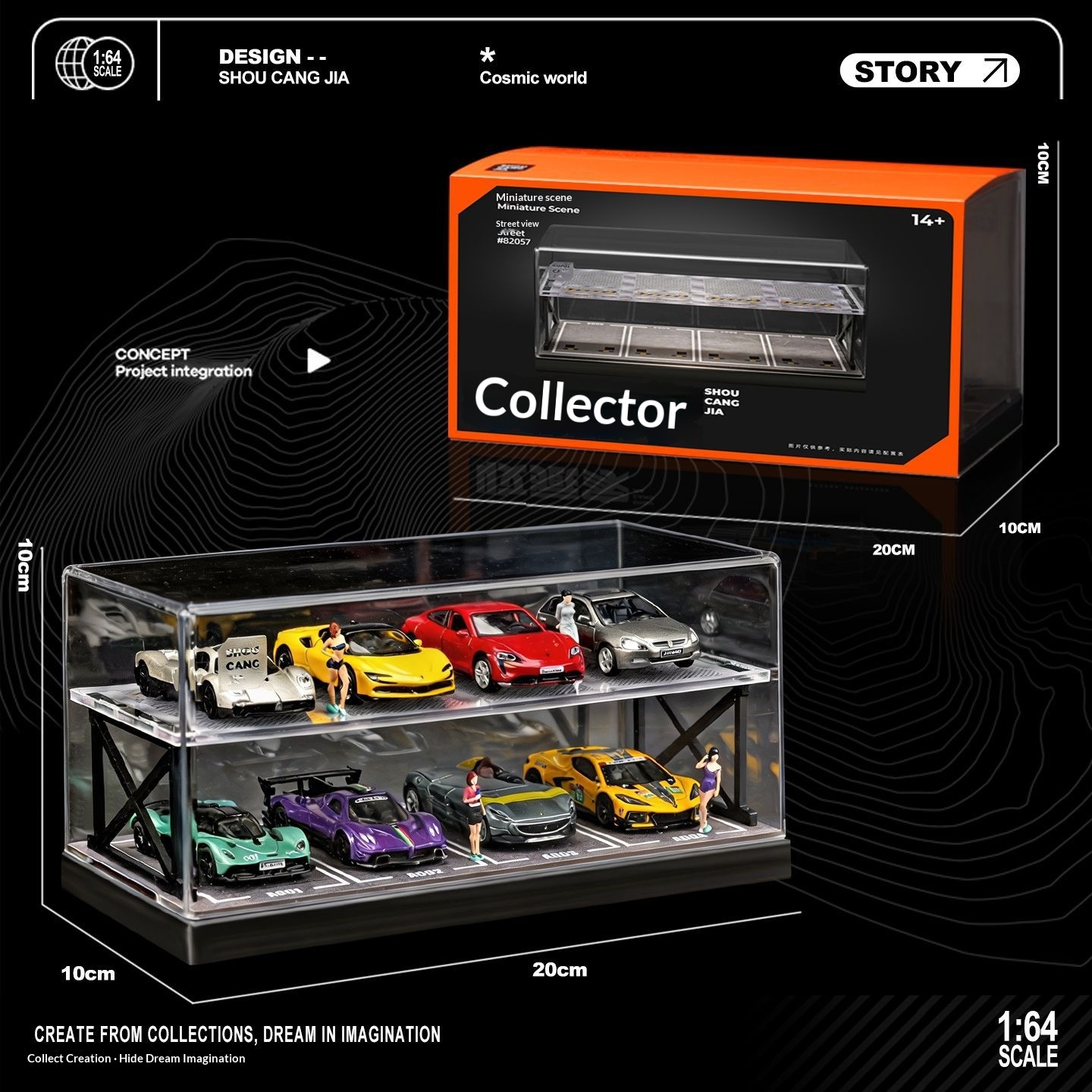 Model Kit Diorama - Koleksiyoncu 1:64 Ölçekli İki Katlı Otopark