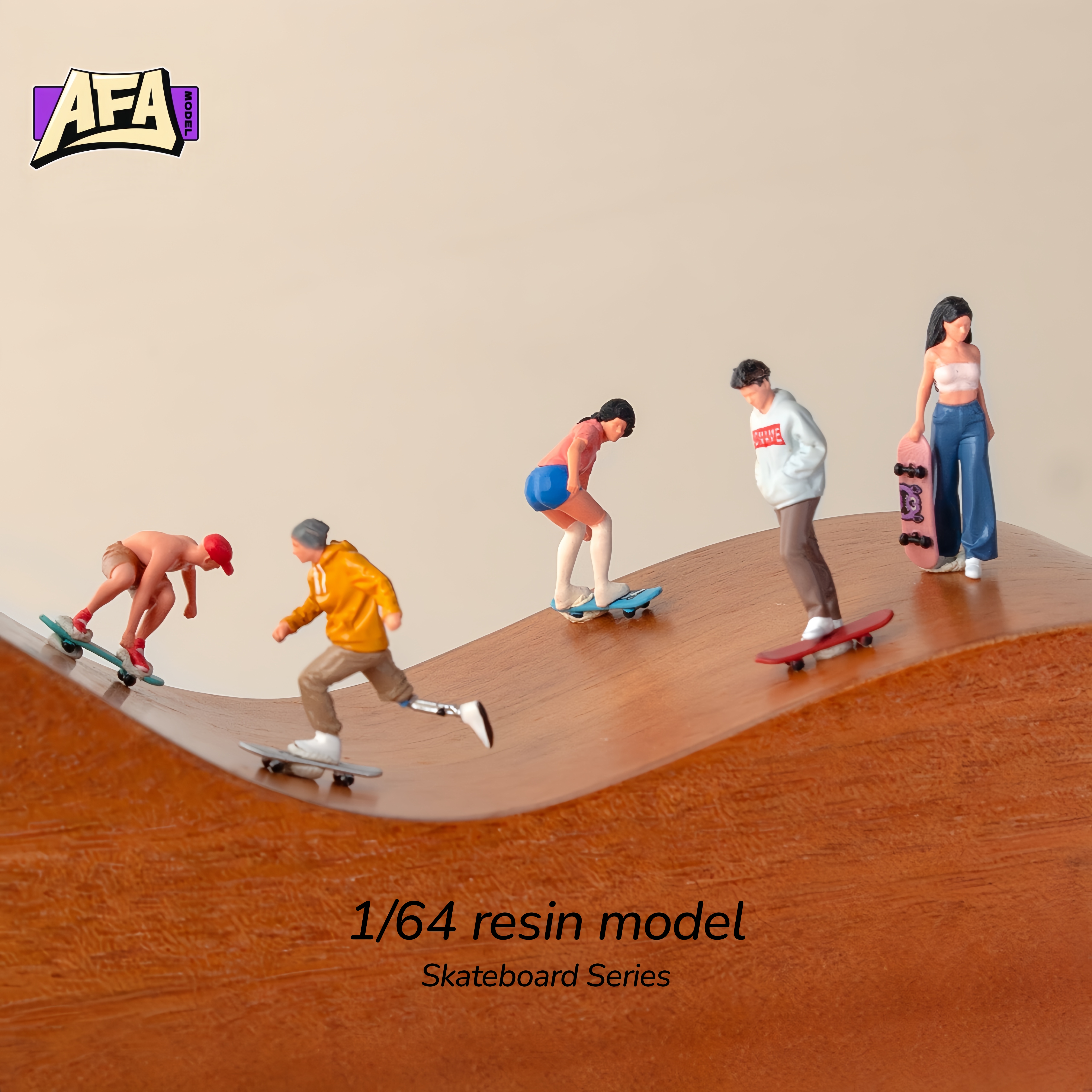 Model Kit Diorama - 1:64 reçine diorama kaykay minyatür figürleri