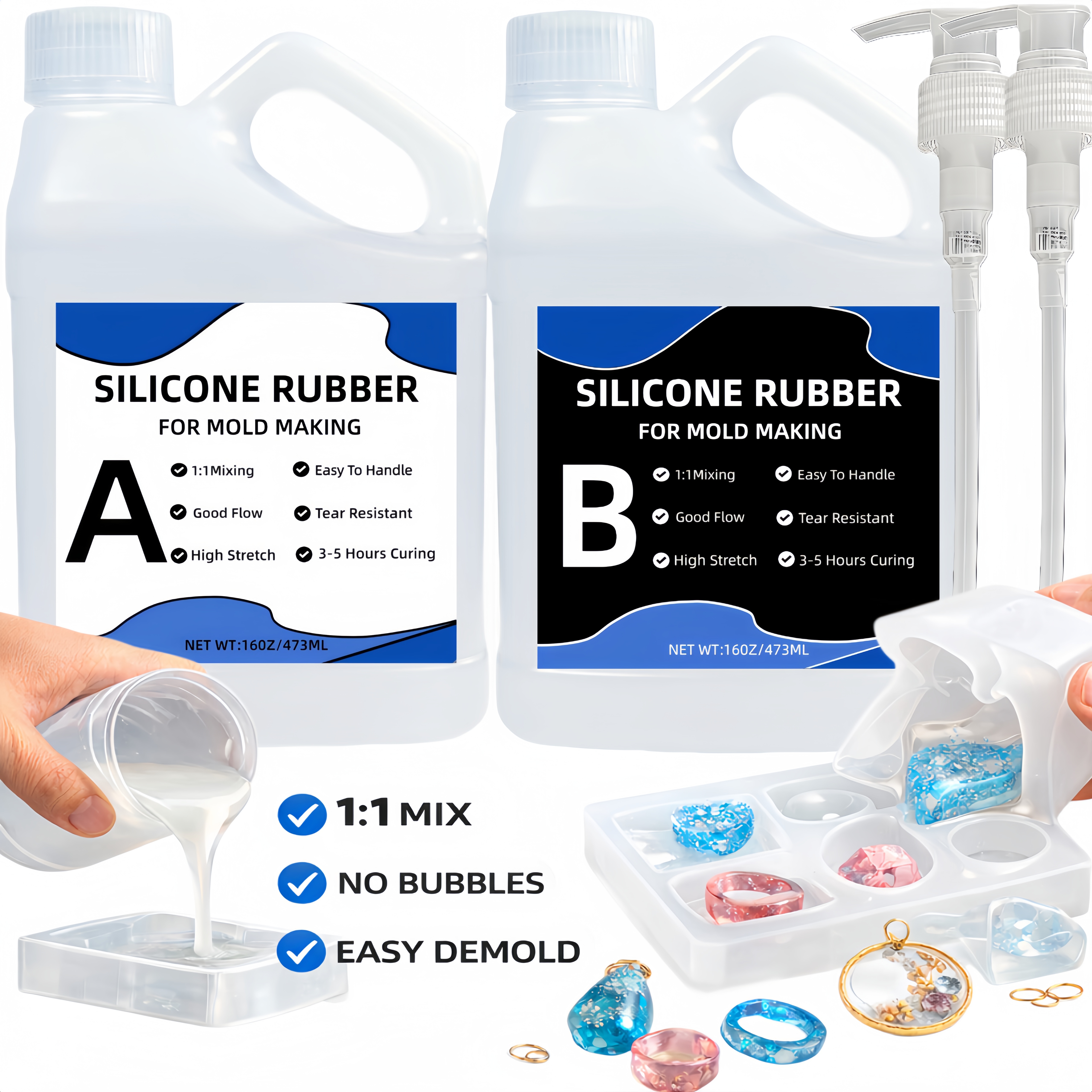 Resin Kit Cast - 1:1 Şeffaf Sıvı Silikon Kauçuk DIY
