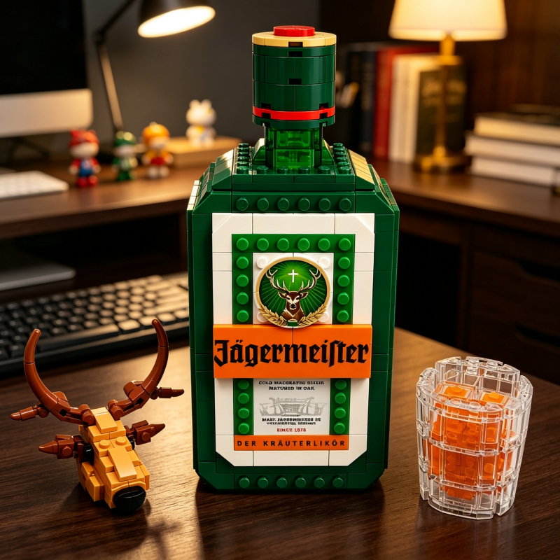 Model Kit Simulator - Jagermeister Likör Şişesi Yapım Blokları Seti